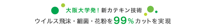 ウイルス飛沫・細菌・花粉を99%カットを実現